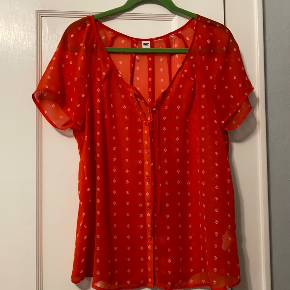 Tomato red old navy chiffon blouse